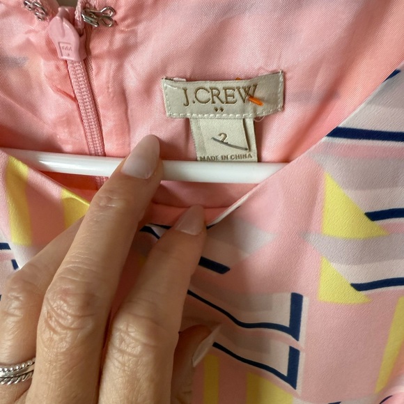 J. Crew Vibrant Pink and Yellow Geometric Mini Dress size 2 - Picture 2 of 9